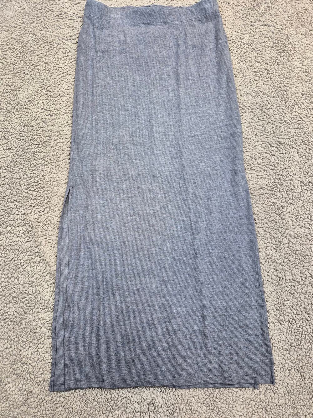 Evereve LNA Women's Jones Maxi Skirt Size Small Blue Gray Slide Slits (1352)